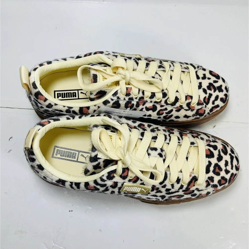 PUMA Mayze Platform Sneakers Women's Size 7.5 Leopard Calf Hair 6382910-01 NIB